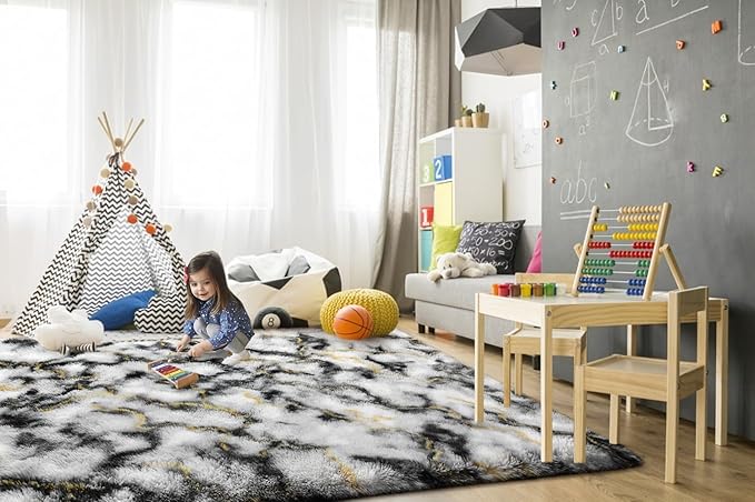 TWINNIS Super Soft Shaggy Rugs Fluffy Carpets, 4x5.9 Feet, Indoor Modern Plush - Image 4