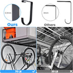 6 Pack Heavy Duty Bike Hooks for Garage Ceiling, Garage Ceiling Hooks with Screws, 70 lbs Capacity Each, Strong Iron Construction for Overhead Organization