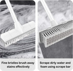 BOOMJOY Floor Scrub Brush with Long Handle, 2 in 1 Scrape and Brush, Stiff Bristles for Cleaning Bathroom, Patio, Garage, Kitchen, Deck, Tile