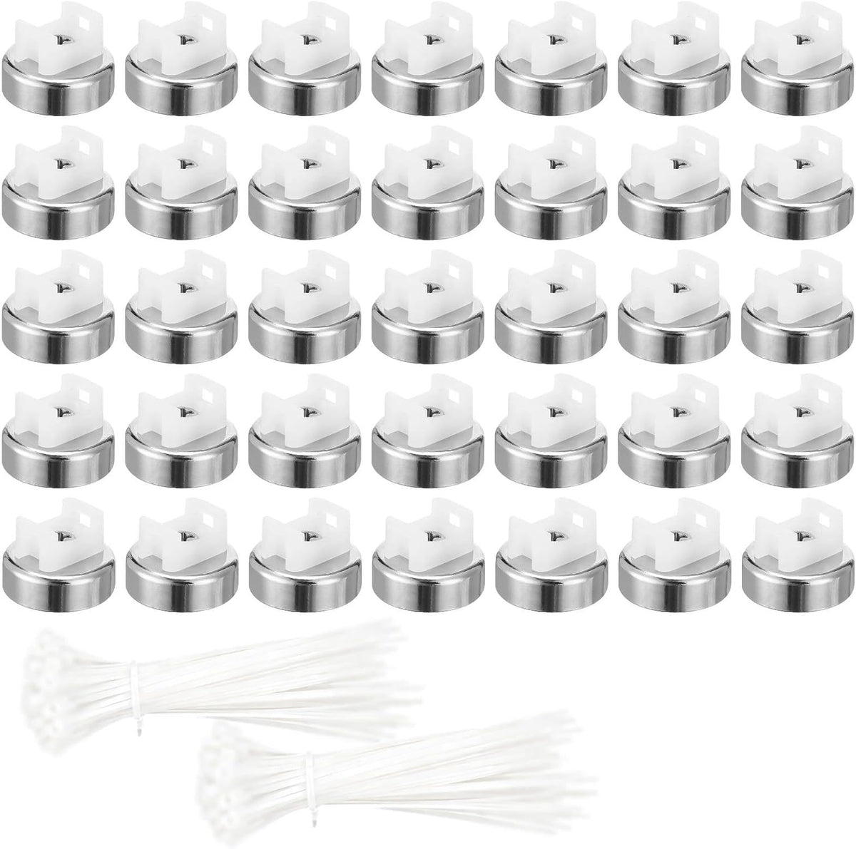 Magnetic Cable Zip Tie Mounts Kit, 50 Pcs Holders with 200 Pcs Cable Ties, Heavy-Duty Magnetic Wire Management for Desk, Office, Home, Automotive, Marine, Multipurpose Cable Clips Organizers, Silver