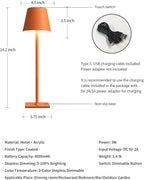 KDG 2 Pack Cordless Orange Table Lamps, Rechargeable Portable LED Desk Lamp