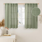 LAMIT Small Window Linen Curtains 45 Inches Long, Semi Sheer Light Filtering by LAMIT