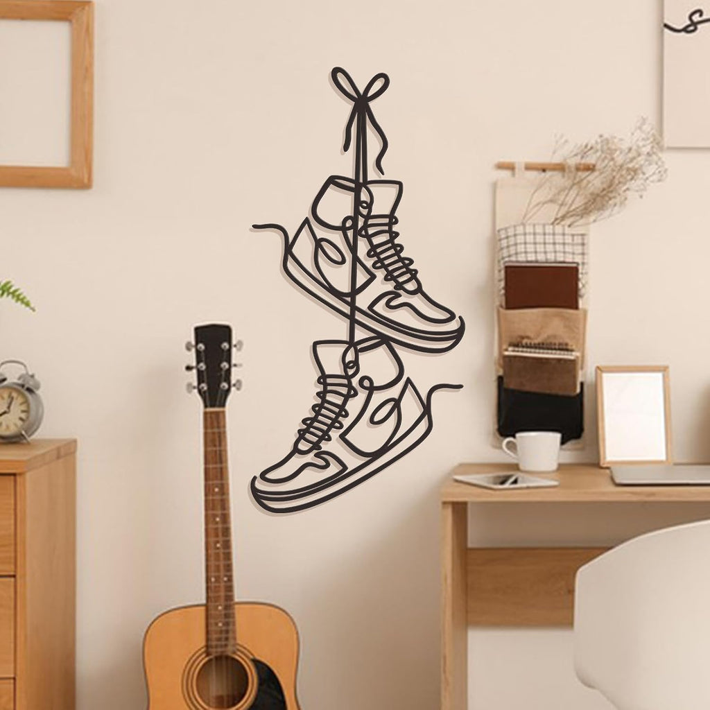Zzbakress Large Sneaker Metal Wall Decor Black Creative Sports Room Decor