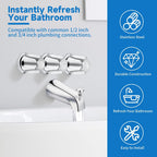 Bathtub Faucet Replacement Kit with Diverter Tub Spout, 3 Handle Shower Knob Set, Stainless Steel Tub Faucet Repair Kit for Tub & Shower, Fits 1/2" and 3/4" Connections