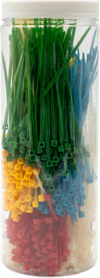 Electriduct Economical Small Cable Tie Kit - 1200 Nylon Zip Ties Assorted Colors and Sizes (2x 600 Pcs)
