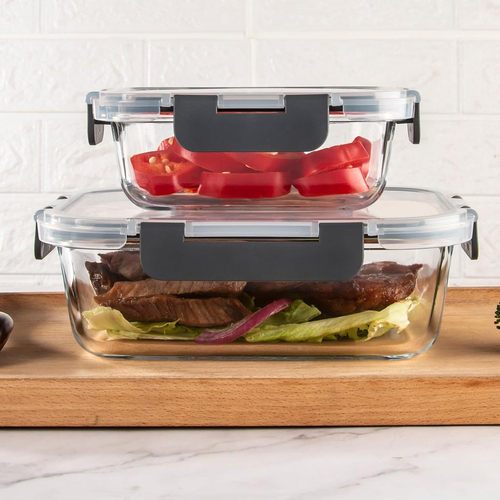 UMEIED 10 Pack Glass Food Storage Containers with Lids for Lunch, On-the-Go, Leftovers, Pantry Organization
