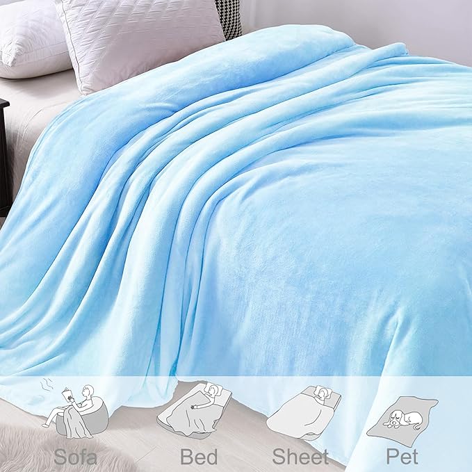 Exclusivo Mezcla Fleece Ice Blue Throw Blanket - Image 4