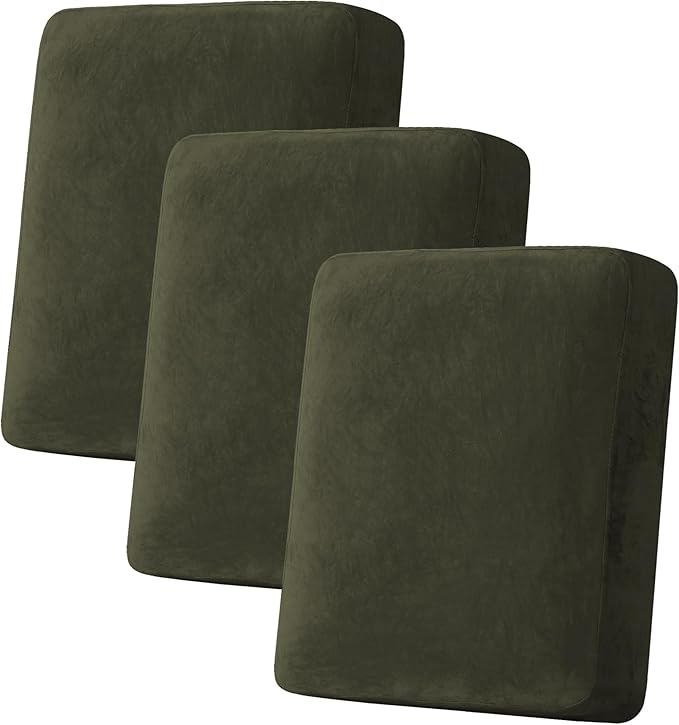 H.VERSAILTEX Velvet Stretch Couch Cushion Cover Plush Cushion Slipcover by HVERSAILTEX