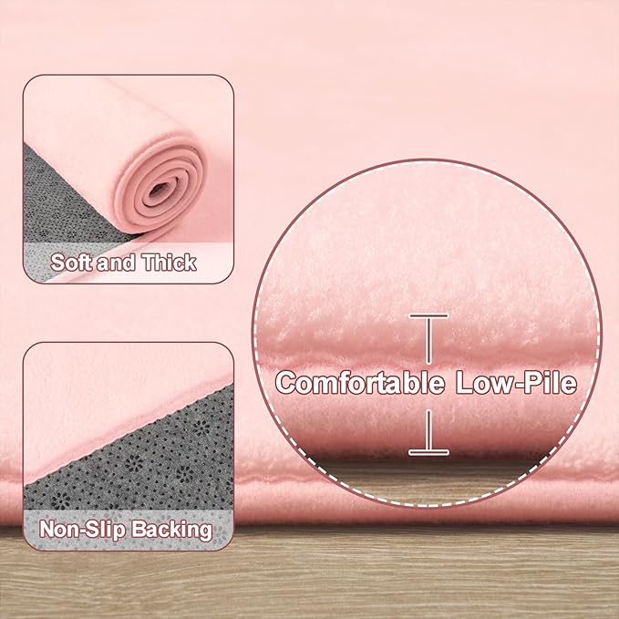 Amearea Large Modern Area Rugs for Bedroom Living Room, 5x8 Feet Pink Thickened - Image 3