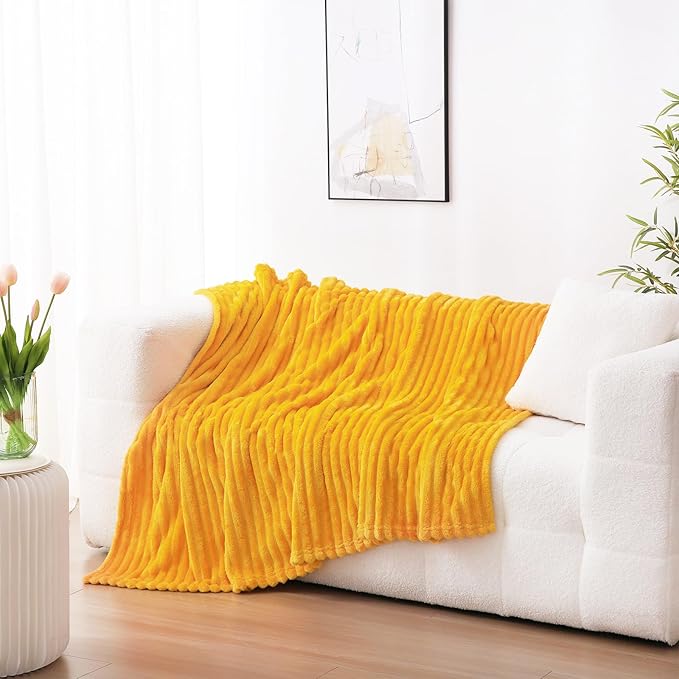 Gold Fleece Throw Blanket 50”×70” by linecooo