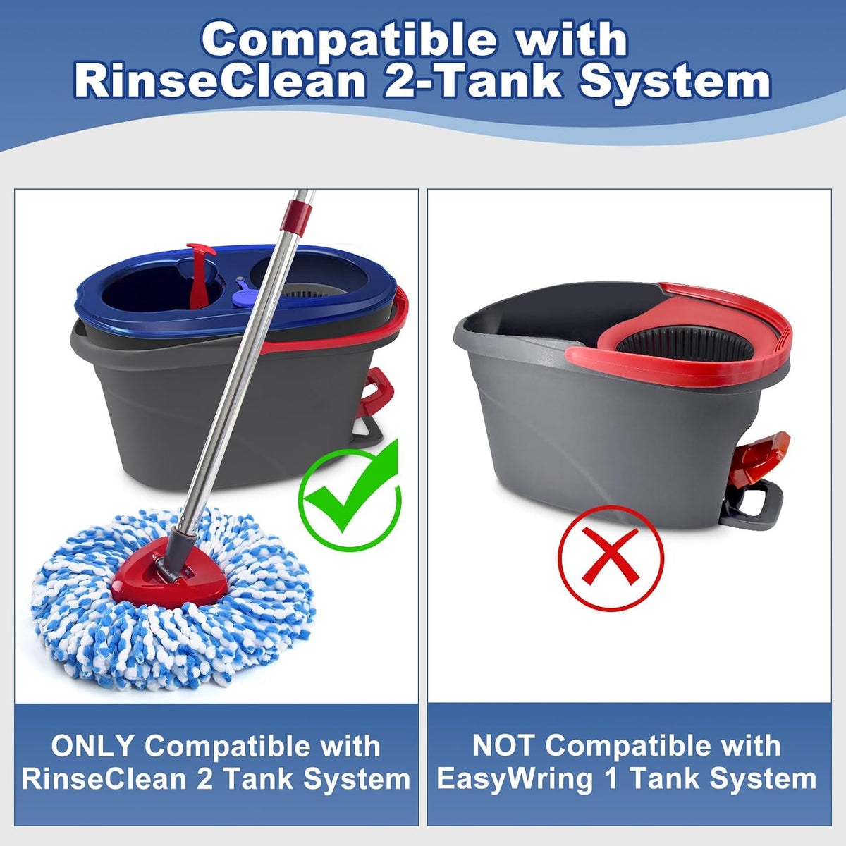 9PCS Mop Heads for O-Cedar RinseClean 2 Tank Spin Mop System