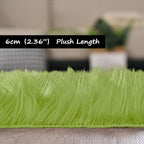 Goolela Lime Green Circle Rug 6ft Fluffy Fuzzy Round Faux Fur Sheepskin Carpet - Image 3