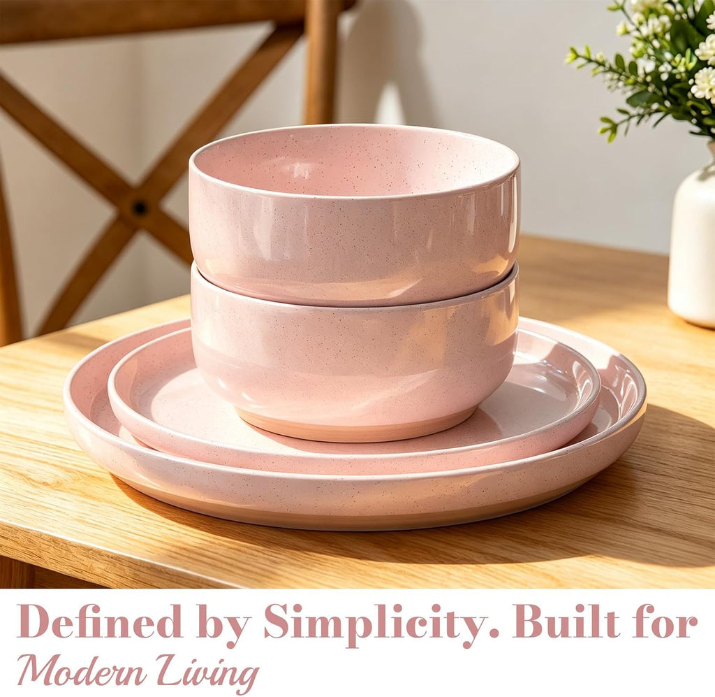 Umite Chef Ceramic Dinnerware Set for 4, 12-Piece Plates and Bowls Set