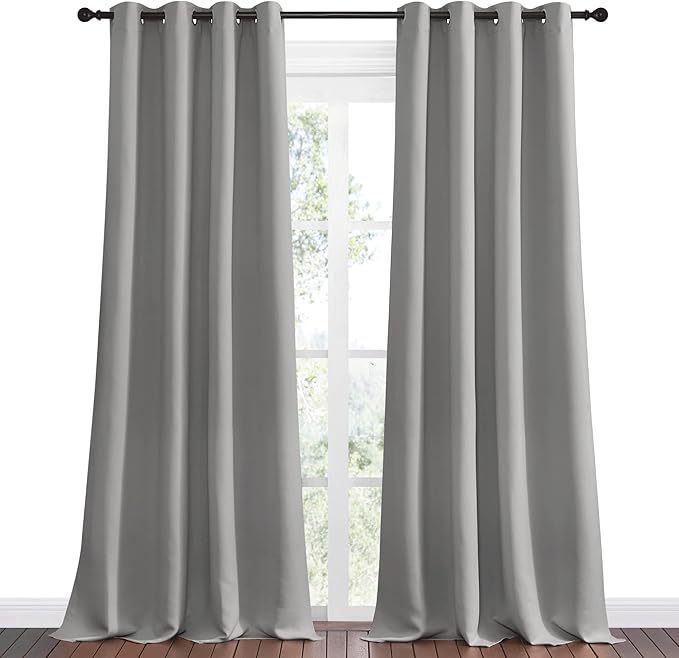 NICETOWN Silver Grey Room Darkening Curtain Panels 120" Long - Image 2