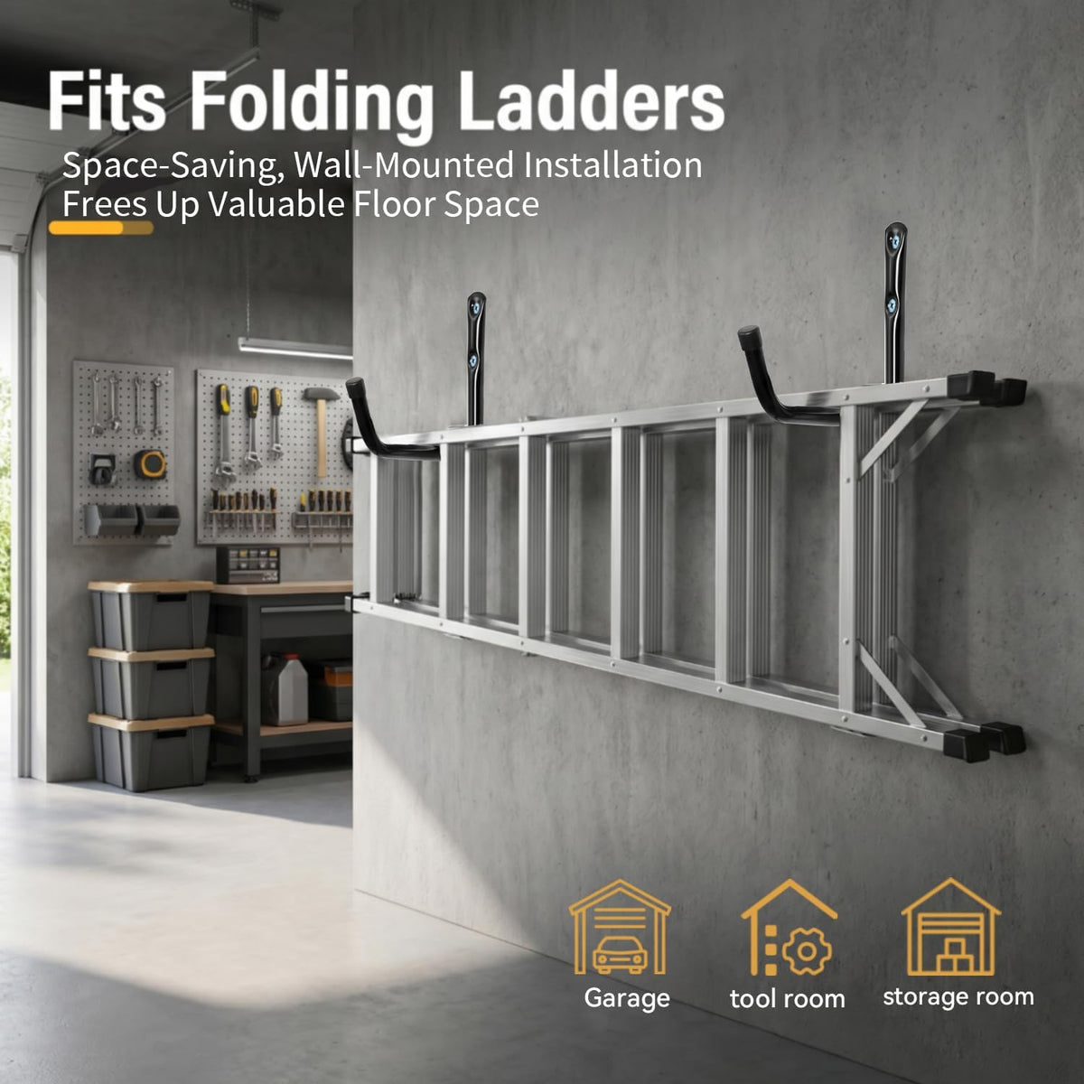 Garage Storage Jumbo Arm Hook Heavy Duty Wall Mount Organizer Utility Garden Hanger with EVA Protector (6 Pcs 13" J Hooks)