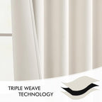 MIULEE Ivory Back Tab Blackout Curtain 96 Inch Long 2 Panels Set - Image 7