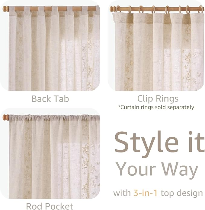 jinchan Evelyn Embroidered Linen Curtains - Image 8