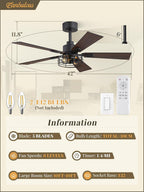 Fanbulous 42 Inch Farmhouse Rustic Ceiling Fan with Light & Remote