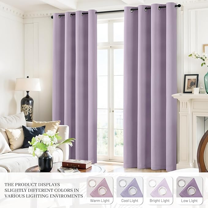 Yakamok Lilac 100% Blackout Curtains 72 Inches Long - Image 7