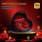 Forever Red Roses in a Heart Shaped Box 16 Preserved Flowers for Delivery 100% Real Quality Immortal Flower Eternal Birthday Graduation Gifts Home Deco for Her Mom Women Wife Girlfriend (Heart-Red)