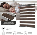 AOSKY Cordless Zebra Blinds for Indoor Windows, 34" W x 72" H, Brown