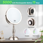 20x Magnifying Mirror with Light-Brushed Nickel