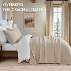 EVERGRACEHOME Stonewashed Cotton Quilt Set, King Size, Flax Beige