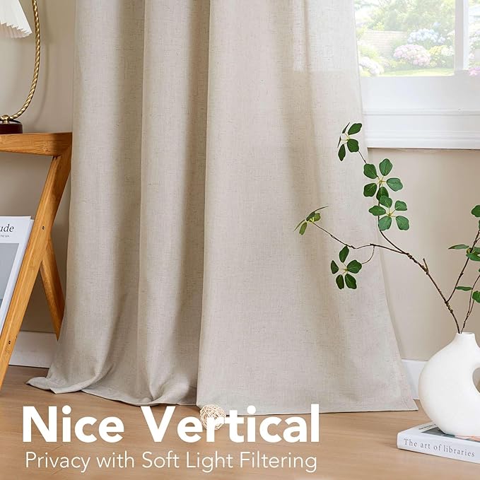 H.VERSAILTEX Living Room Linen Semi Sheer Curtains Nickel Grommet Curtains - Image 7