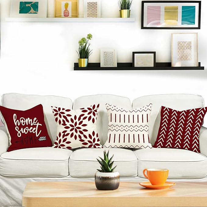 YCOLL Christmas Pillow Covers 20x20 Set of 4, Modern Sofa Throw Pillow Cover - Image 2