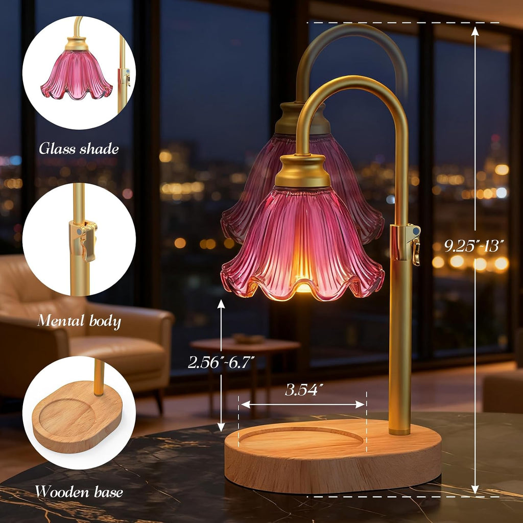 Flower Candle Warmer Lamp with Timer & 4-Level Dimmer, Adjustable Height