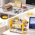 COMIX 3-Tier Paper Organizer Letter Tray, File Organizer for Desk, Yellow