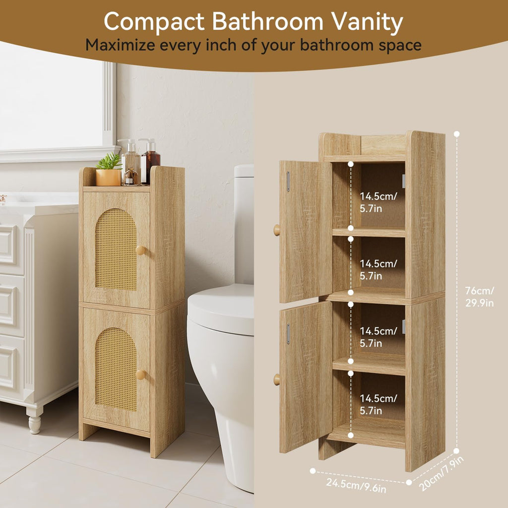 IBUYKE Small Bathroom Storage Cabinet Narrow Toilet Paper Holder UWBS001N