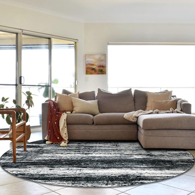 KOZYFLY Circle Rug 6Ft Modern Abstract Ombre Area Rug - Image 7