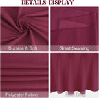 4 Pack Round Tablecloth 90 Inch Polyester Washable Fabric Table Covers for Wedding Dining Table Buffet Parties Banquet Decoration（Burgundy）