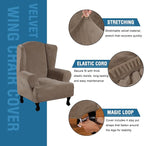 H.VERSAILTEX Wingback Chair Covers Velvet Plush Wing Chair Slipcover 1 Piece - Image 2