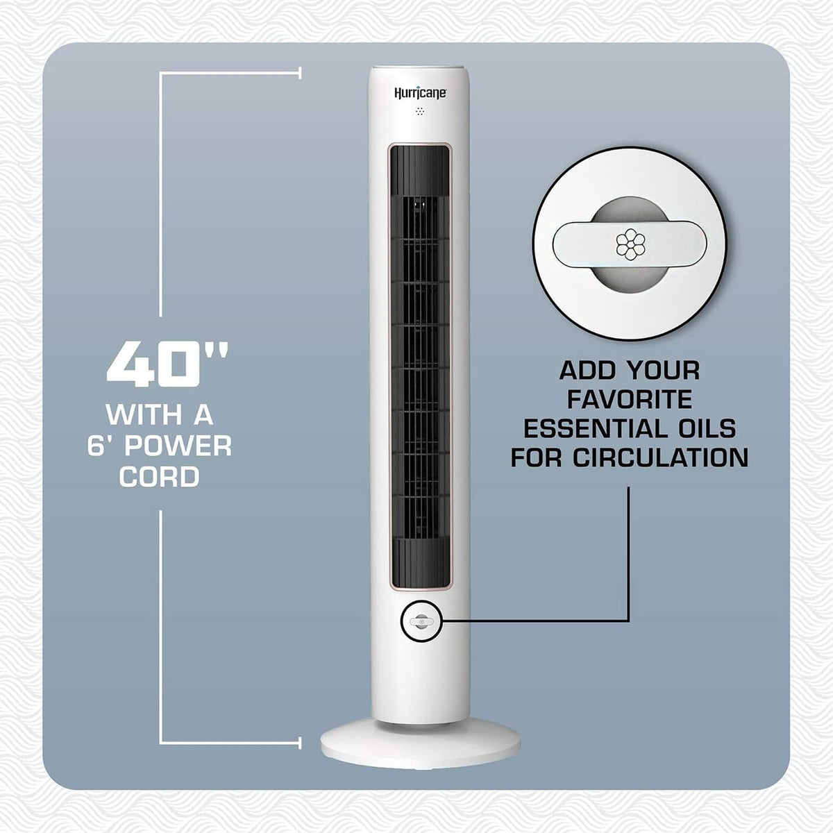 Hurricane Triple Action Air Enhancing Tower Fan, White, 40in, 2 Pack