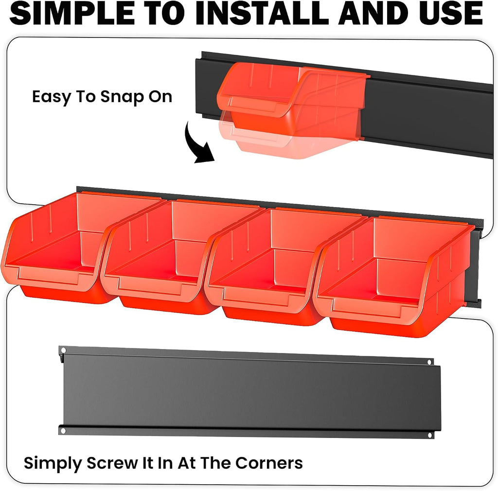 Wall Mounted Storage Bins, Plastic Hanging Storage Organizer Bins