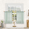LAMIT Short Linen Window Curtains 30 Inches Long 2 Panels, Light Sage Semi by LAMIT