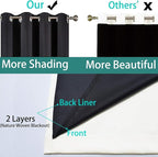 Yakamok 100% Blackout Curtains 96 Inches Long, 2 Thick Layers Heat and Full - Image 5