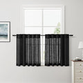 Nanspring Black Linen Curtains 24 Inch Length by Nanspring