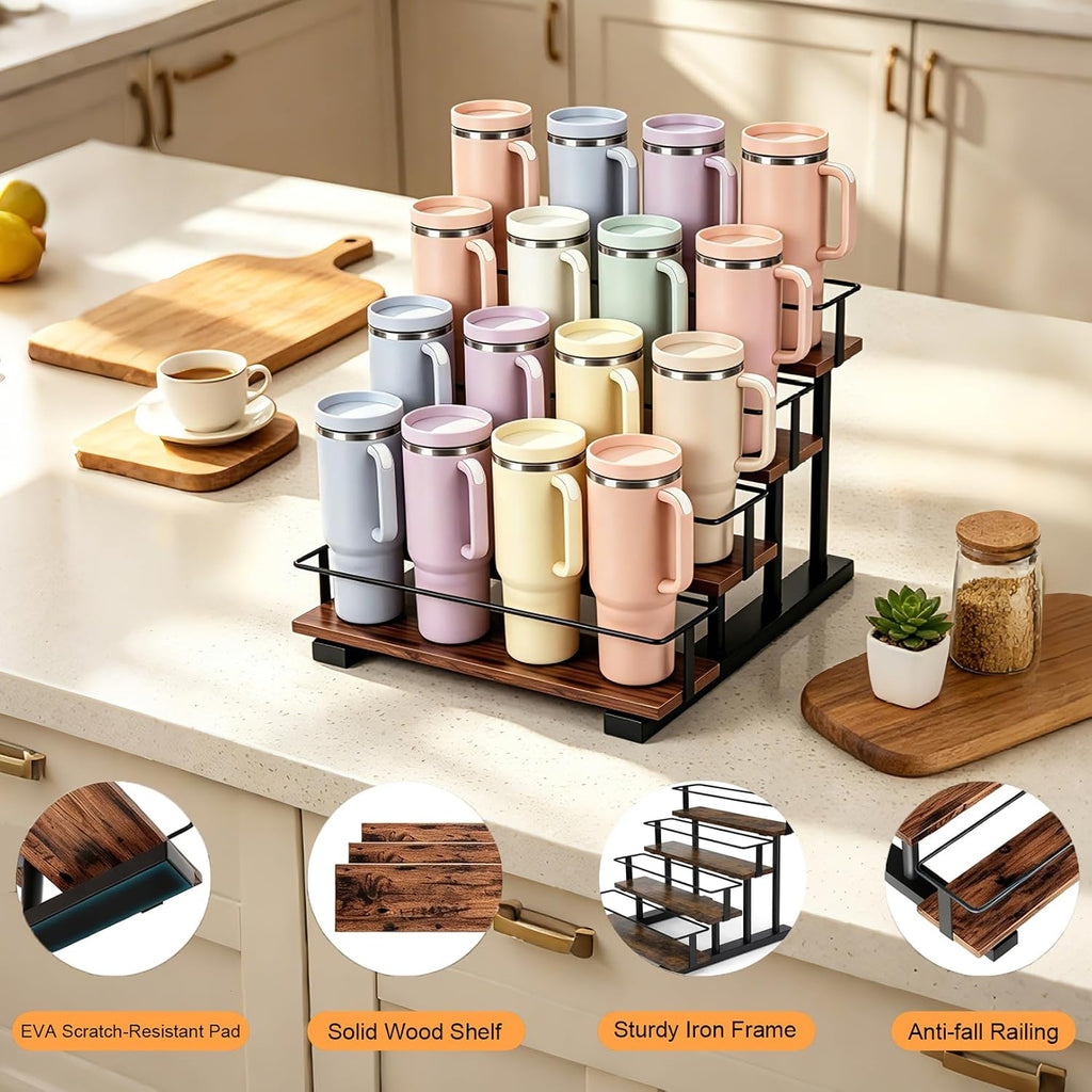 4-Tier Water Bottle Rack for 16 Stanley 40 oz Tumblers
