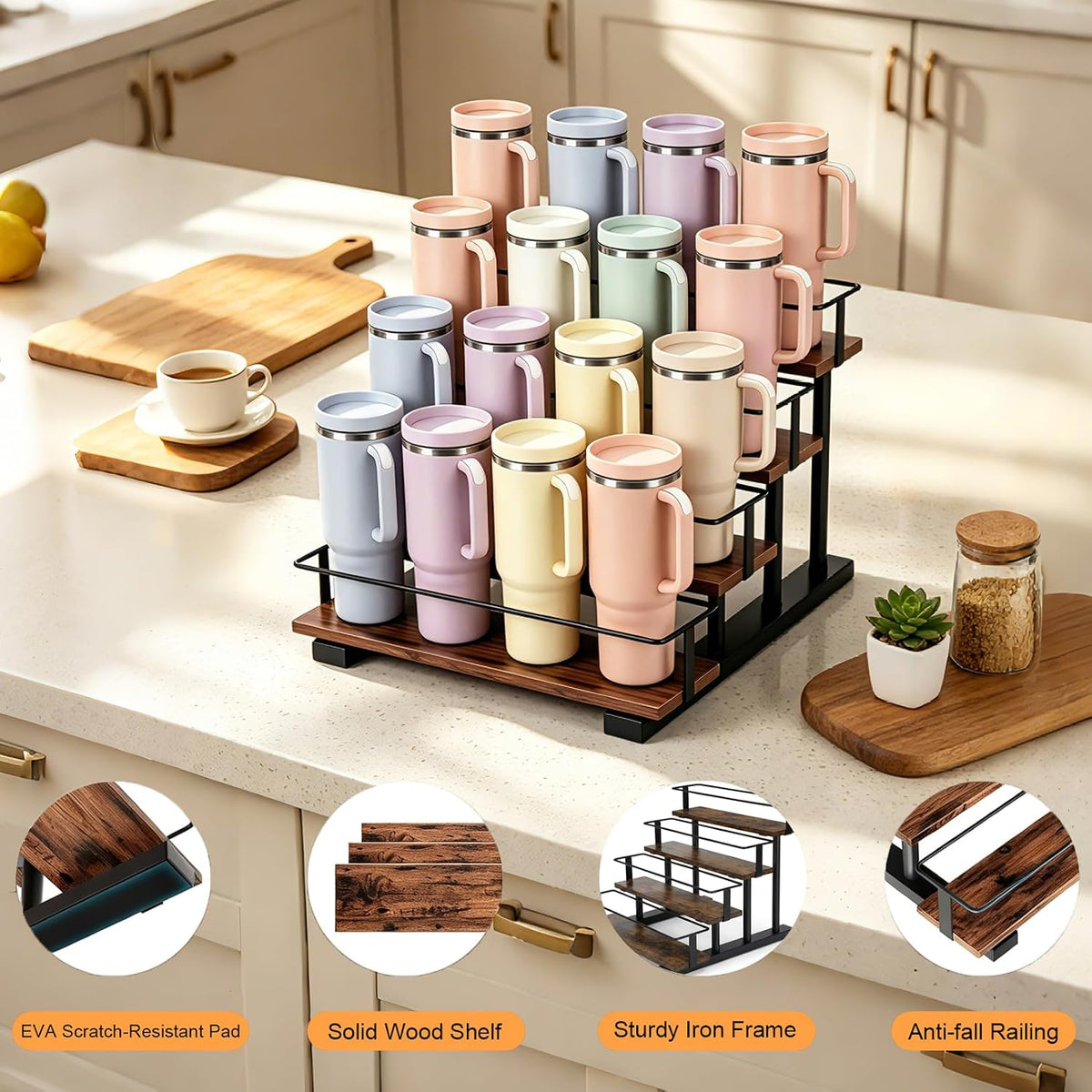 4-Tier Water Bottle Rack for 16 Stanley 40 oz Tumblers