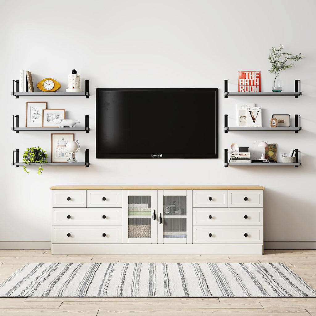 Floating Shelves, 24 In Bookshelves for Room Wall, Shelves on Wall (Grey)