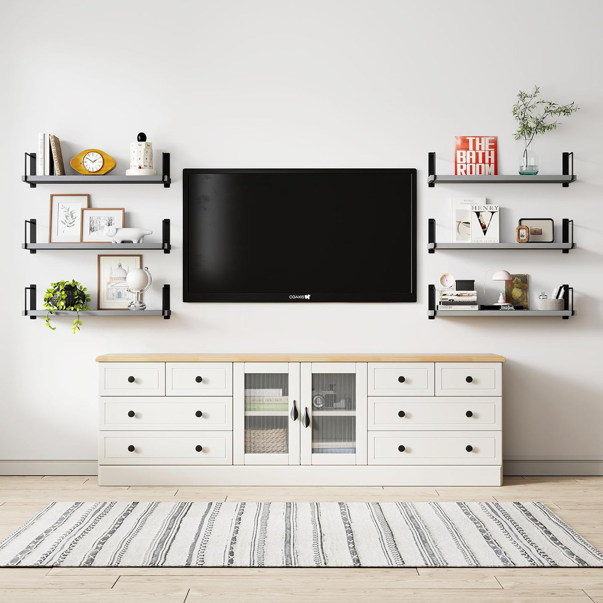 Floating Shelves, 24 In Bookshelves for Room Wall, Shelves on Wall (Grey)