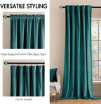 MIULEE Teal Velvet Curtains 90 inches 2 Panels - Image 2