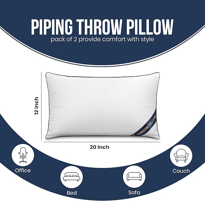 Utopia Bedding Throw Pillow Inserts, 12 x 20 Inches Decorative Indoor Pillows - Image 2