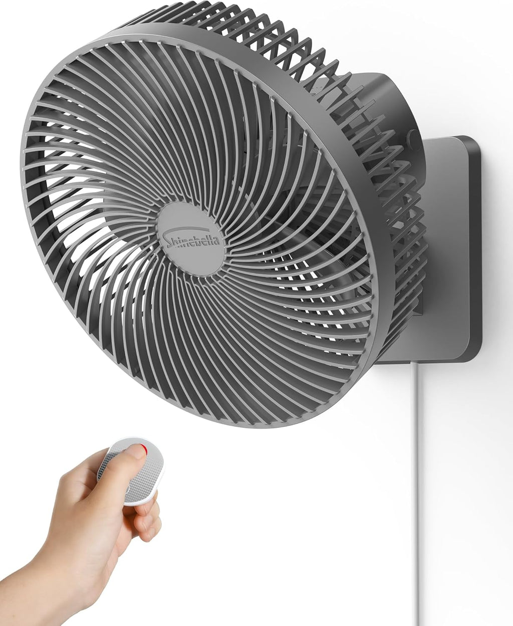 10 Inch Quiet Wall Mount Oscillating Fan with Remote & Timer, 4-Speed Portable Air Circulator for RV Indoor Use, Adjustable Tilt with 5.9ft Adapter, 90° Cooling for Home Office Bedroom Bathroom