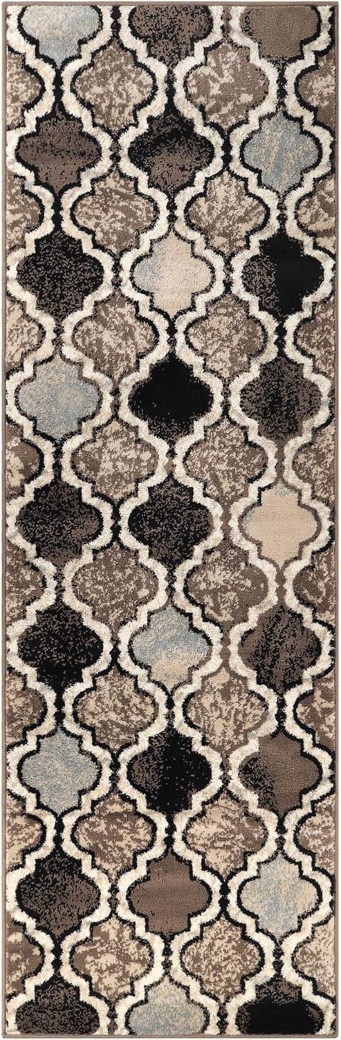 Superior Indoor Runner Rugs, Modern Area Rug, 2'7"x8', B Ivory