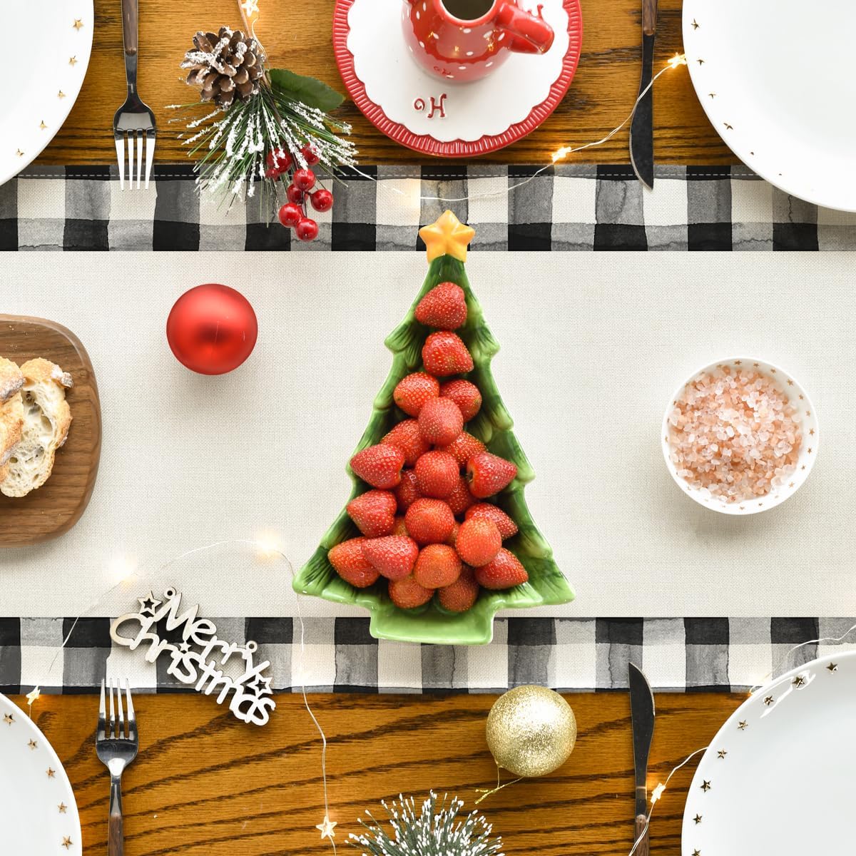 Artoid Mode Buffalo Plaid Xmas Table Runner Home Party Decor 13x108 Inch