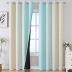 Estelar Textiler Beige and Aqua Blackout Curtains - Image 2